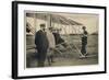 Wilbur Wright Makes a Last Minute Check Before Taking to the Air with a Passenger-null-Framed Art Print