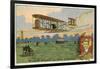 Wilbur Wright Making a Flight at the Camp D'Avours, France, 1908-null-Framed Giclee Print