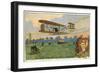 Wilbur Wright Making a Flight at the Camp D'Avours, France, 1908-null-Framed Giclee Print