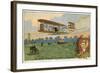 Wilbur Wright Making a Flight at the Camp D'Avours, France, 1908-null-Framed Giclee Print