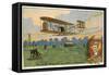 Wilbur Wright Making a Flight at the Camp D'Avours, France, 1908-null-Framed Stretched Canvas