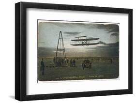 Wilbur Wright Rounds a Pylon at Auvours to Demonstrate the Manoeuvrability of His Biplane-null-Framed Photographic Print