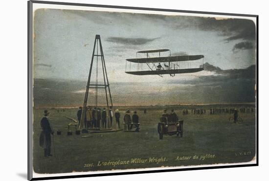 Wilbur Wright Rounds a Pylon at Auvours to Demonstrate the Manoeuvrability of His Biplane-null-Mounted Photographic Print
