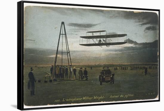 Wilbur Wright Rounds a Pylon at Auvours to Demonstrate the Manoeuvrability of His Biplane-null-Framed Stretched Canvas