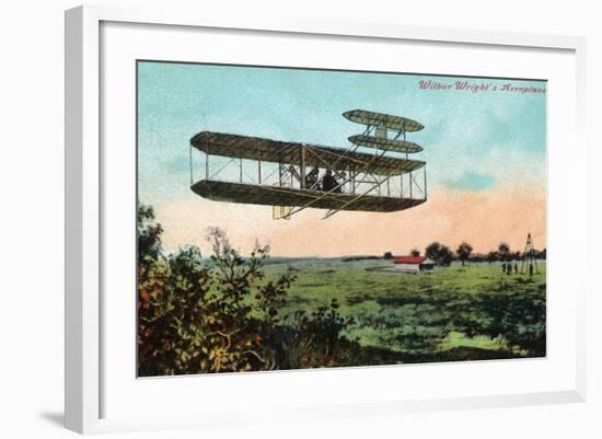 Wilbur Wright's Aeroplane View-Lantern Press-Framed Art Print