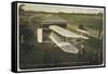 Wilbur Wright's Biplane is Returned to Its Hangar-null-Framed Stretched Canvas
