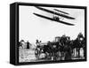 Wilbur Wright with His Plane in Flight at Pau in France, February 1909-null-Framed Stretched Canvas