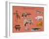 Wild African Animals Set with Nature Elements.-Lemberg Vector studio-Framed Art Print