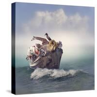 Wild Animals and Birds in an Old Boat-Svetlana Foote-Stretched Canvas