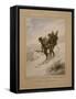 Wild Bird Hunters watercolor on paper-Knud Bergslien-Framed Stretched Canvas