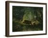 Wild Boar and Wolf-Friedrich Gauermann-Framed Giclee Print