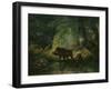 Wild Boar and Wolf-Friedrich Gauermann-Framed Giclee Print