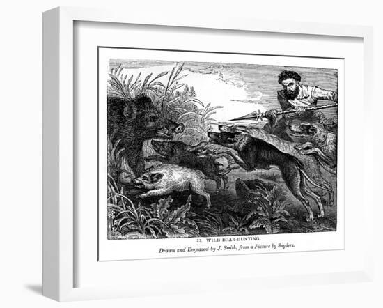 Wild Boar Hunting, C1600-1650-J Smith-Framed Giclee Print