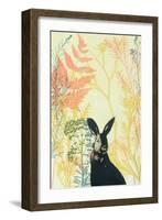 Wild Bunny in a Shiny Coral Garden-Trudy Rice-Framed Art Print