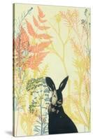 Wild Bunny in a Shiny Coral Garden-Trudy Rice-Stretched Canvas