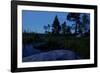 Wild camping site by night, Stora Le Lake, Dalsland, Götaland, Sweden-Andrea Lang-Framed Photographic Print