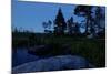 Wild camping site by night, Stora Le Lake, Dalsland, Götaland, Sweden-Andrea Lang-Mounted Photographic Print