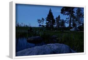 Wild camping site by night, Stora Le Lake, Dalsland, Götaland, Sweden-Andrea Lang-Framed Photographic Print