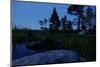 Wild camping site by night, Stora Le Lake, Dalsland, Götaland, Sweden-Andrea Lang-Mounted Photographic Print