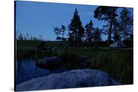 Wild camping site by night, Stora Le Lake, Dalsland, Götaland, Sweden-Andrea Lang-Stretched Canvas
