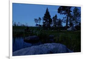 Wild camping site by night, Stora Le Lake, Dalsland, Götaland, Sweden-Andrea Lang-Framed Photographic Print