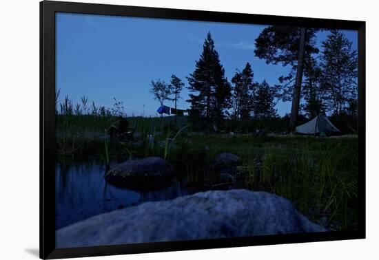 Wild camping site by night, Stora Le Lake, Dalsland, Götaland, Sweden-Andrea Lang-Framed Photographic Print