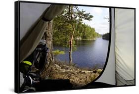 Wild camping, Stora Le Lake, Dalsland, Götaland, Sweden-Andrea Lang-Framed Stretched Canvas