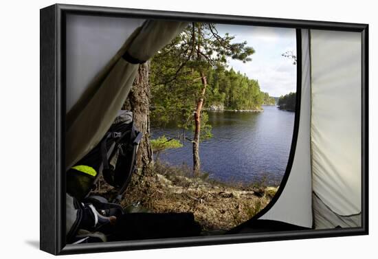 Wild camping, Stora Le Lake, Dalsland, Götaland, Sweden-Andrea Lang-Framed Photographic Print