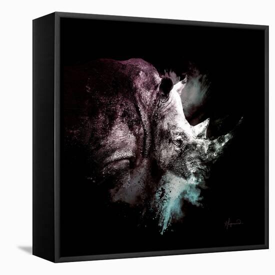 Wild Explosion Square Collection - The Rhino-Philippe Hugonnard-Framed Stretched Canvas