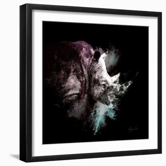 Wild Explosion Square Collection - The Rhino-Philippe Hugonnard-Framed Art Print