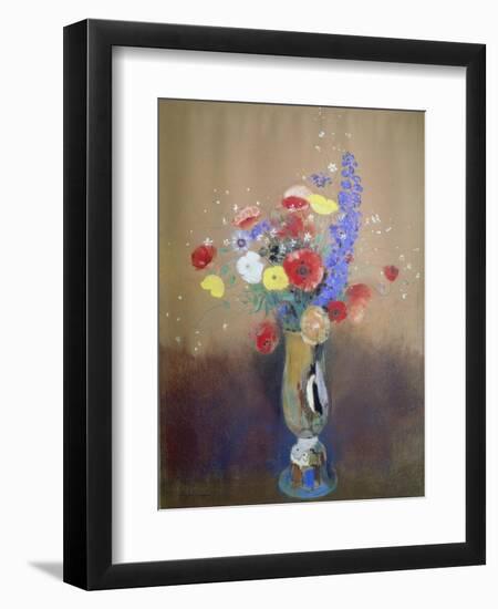 Wild Flowers in a Long-Necked Vase-Odilon Redon-Framed Premium Giclee Print