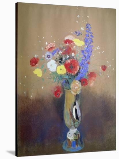 Wild Flowers in a Long-Necked Vase-Odilon Redon-Stretched Canvas