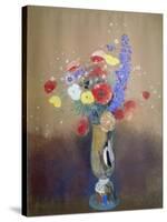 Wild Flowers in a Long-Necked Vase-Odilon Redon-Stretched Canvas