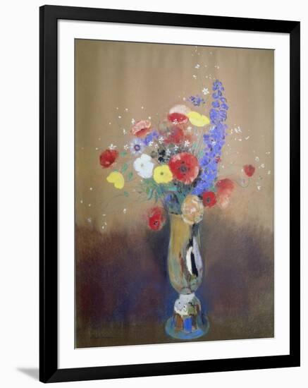 Wild Flowers in a Long-Necked Vase-Odilon Redon-Framed Giclee Print