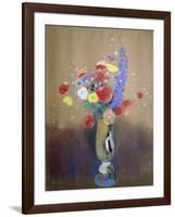 Wild Flowers in a Long-Necked Vase-Odilon Redon-Framed Giclee Print