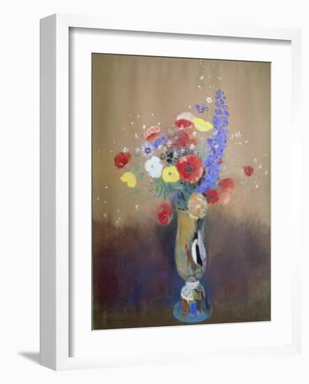 Wild Flowers in a Long-Necked Vase-Odilon Redon-Framed Giclee Print