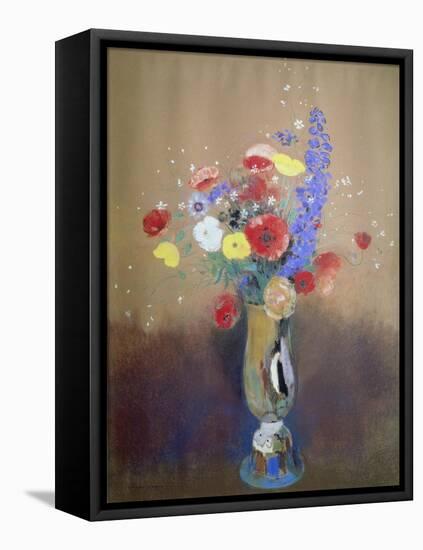 Wild Flowers in a Long-Necked Vase-Odilon Redon-Framed Stretched Canvas