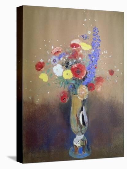 Wild Flowers in a Long-Necked Vase-Odilon Redon-Stretched Canvas