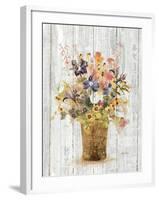 Wild Flowers in Vase II on Barn Board-Cheri Blum-Framed Art Print