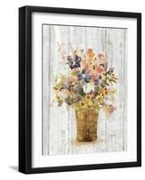 Wild Flowers in Vase II on Barn Board-Cheri Blum-Framed Art Print