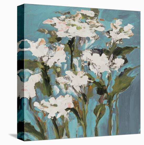 Wild Flowers on Blue I-Jane Slivka-Stretched Canvas