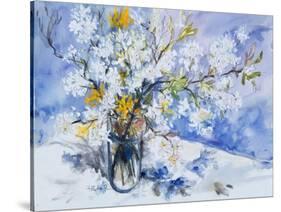 Wild Fruits and Forsythia Blossoms in Glass Vase, 2000-Sybille Fischer-Bradford-Stretched Canvas