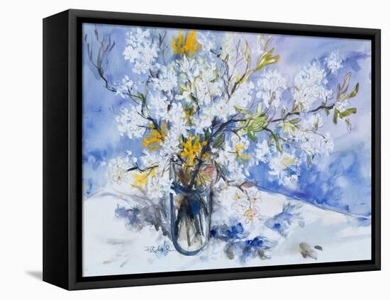 Wild Fruits and Forsythia Blossoms in Glass Vase, 2000-Sybille Fischer-Bradford-Framed Stretched Canvas