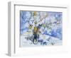 Wild Fruits and Forsythia Blossoms in Glass Vase, 2000-Sybille Fischer-Bradford-Framed Premium Giclee Print