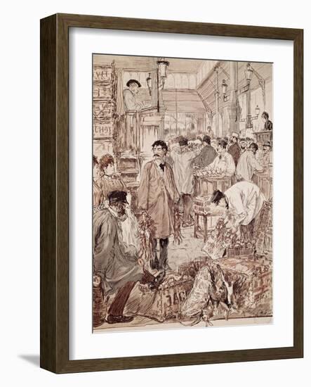 Wild Game Auction at Les Halles, Paris, France, 19th Century-null-Framed Giclee Print