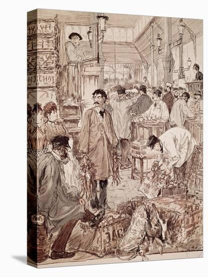 Wild Game Auction at Les Halles, Paris, France, 19th Century-null-Stretched Canvas