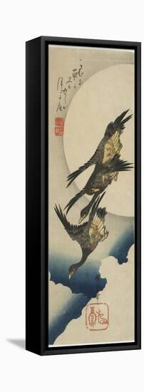 Wild Geese across the Moon, 1834-1839-Utagawa Hiroshige-Framed Stretched Canvas