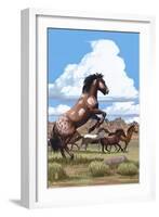 Wild Horses and Buttes-Lantern Press-Framed Art Print
