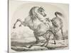 Wild Horses Fighting, C.1820-Antoine Charles Horace Vernet-Stretched Canvas