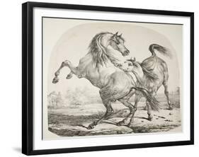 Wild Horses Fighting, C.1820-Antoine Charles Horace Vernet-Framed Giclee Print